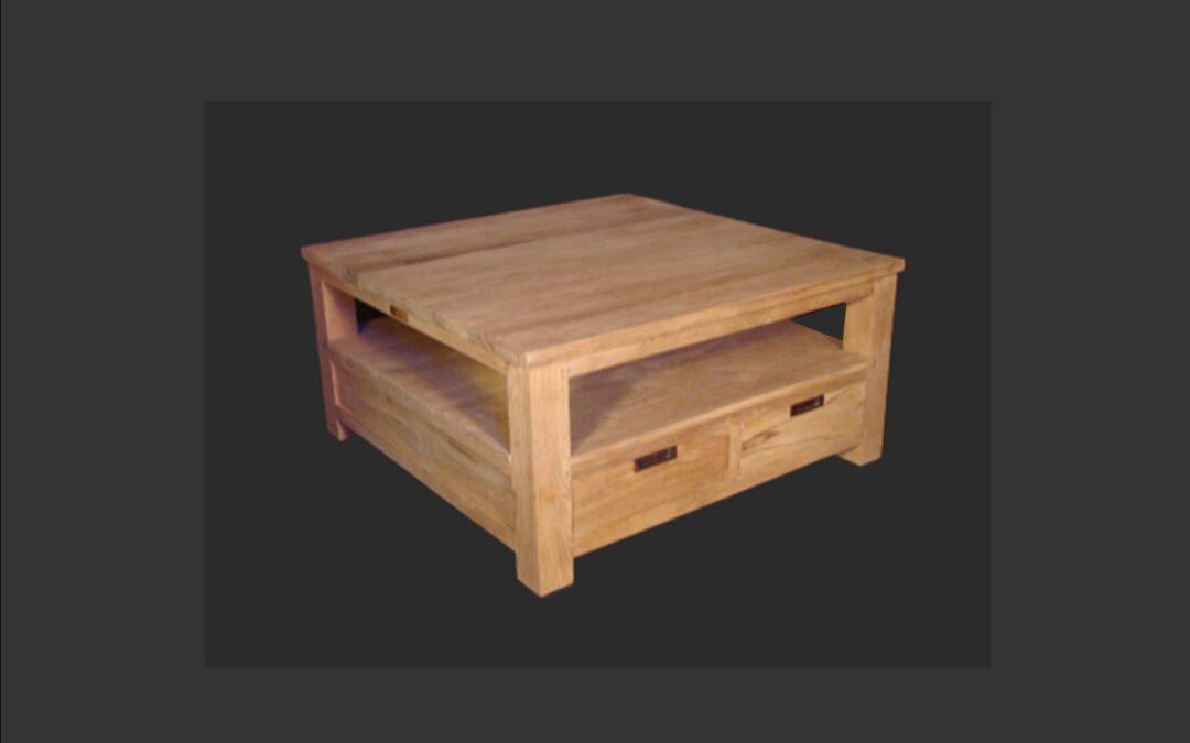 Salontafel vierkant met 4 laden