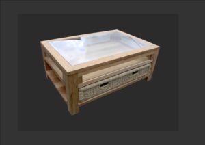 salontafel met vitrine