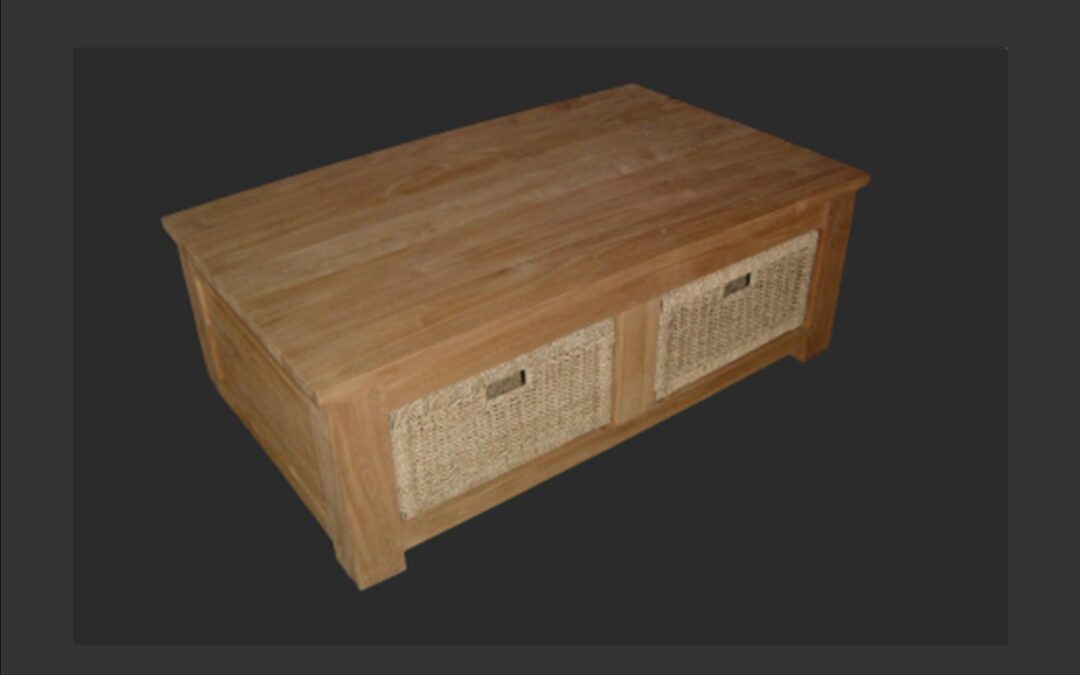 Salontafel met manden seagrass