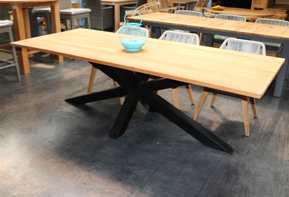 tafel William met voet ster gelakt aluminium