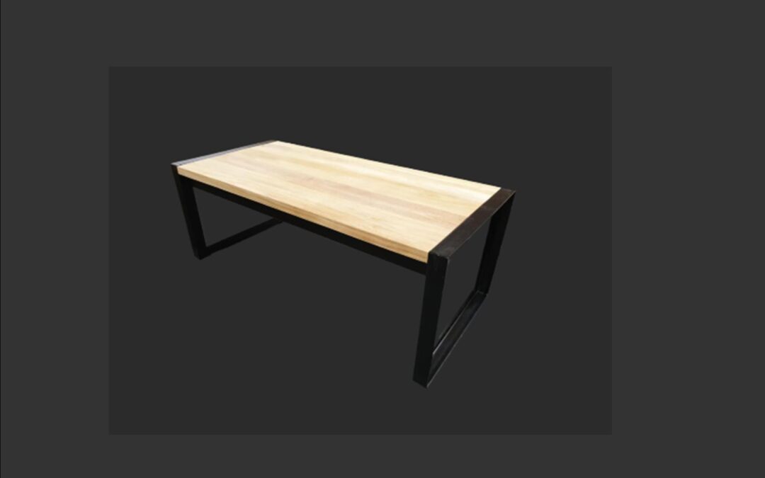 teak met metaalframe zwart art 6298