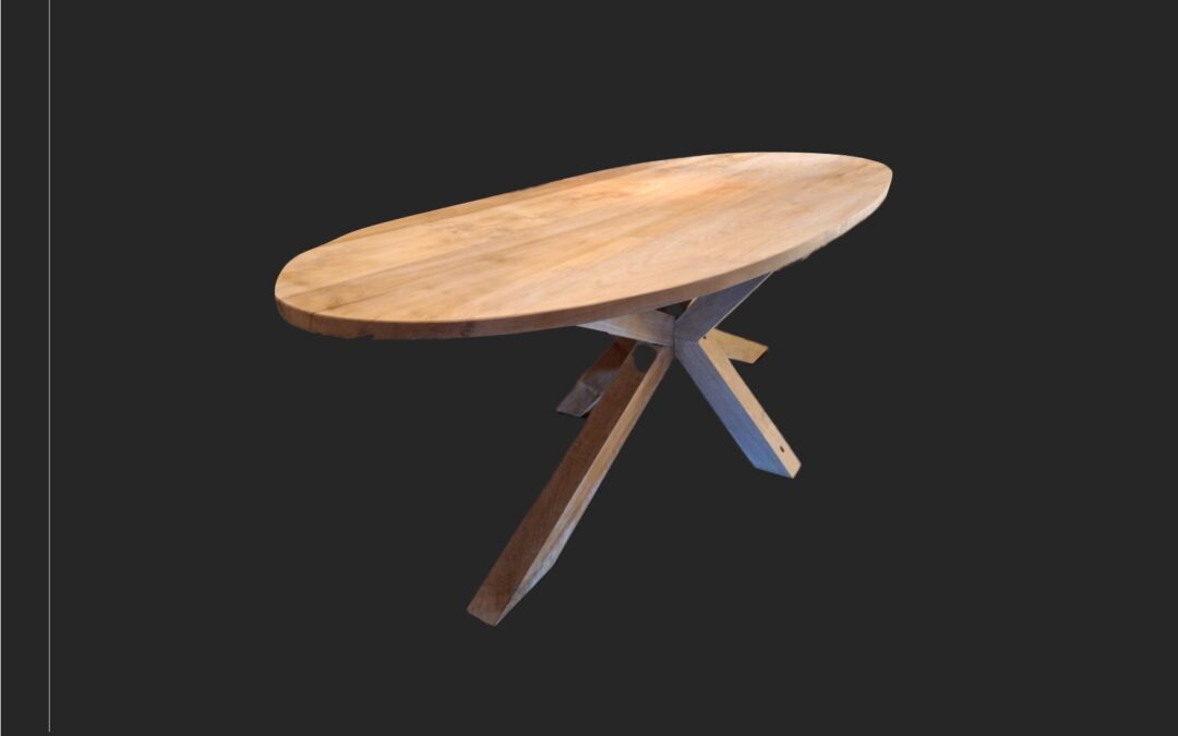 Eclipstafel met ster poot teak art 7769