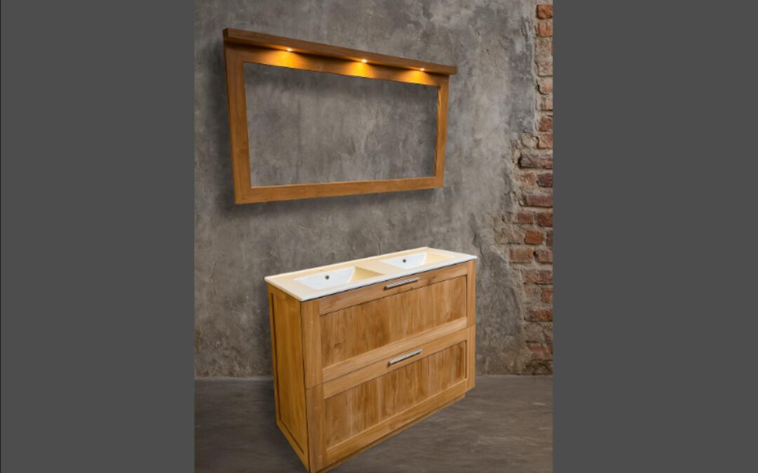 Lavabokast met laden en keramische inbouwlavabo