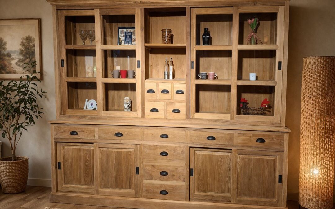 Vitrinekast schuifdeuren met laden  art 7888